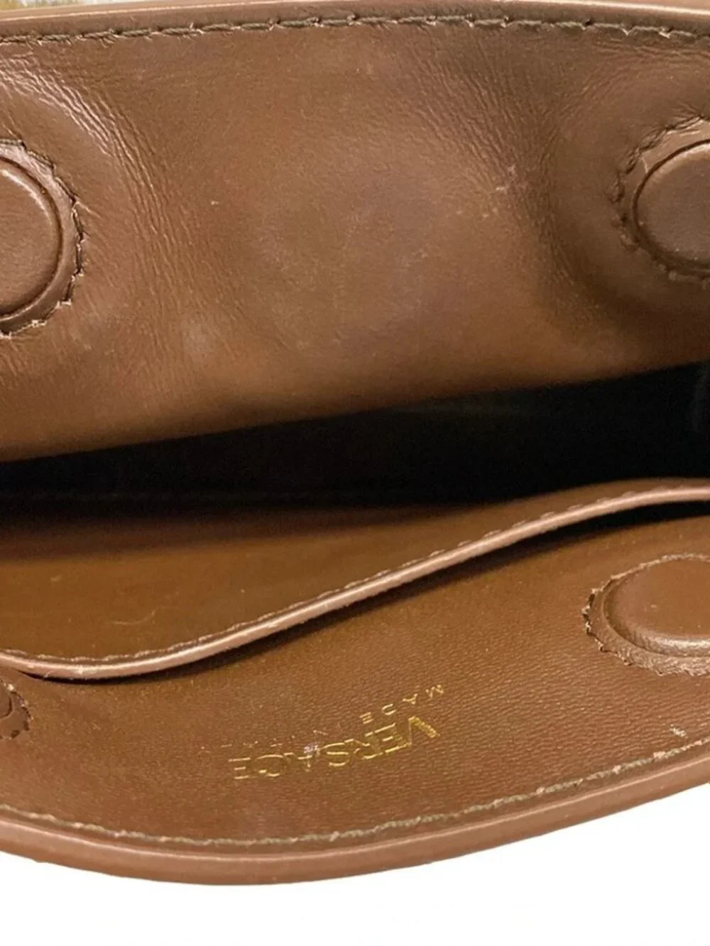VERSACE Medusa '95 1015820 Brown Dark Brown Black Unborn Calf Leather Handbag